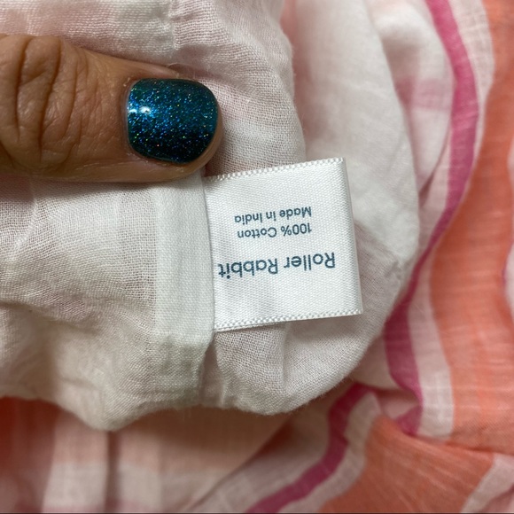 Roller Rabbit East Hampton Kirsten Midi Dress Striped Coral Pink Large - Picture 8 of 10